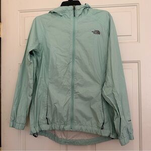 The North Face Women's Mint Green Jacket Hyvent Hooded Rain Coat Windbreaker L